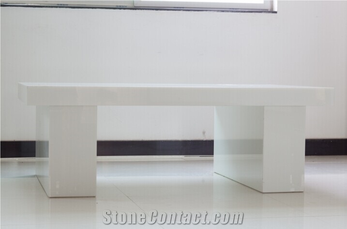 Kitchen Countertops Of Crystallized Glass Stone, White Quartz Kitchen Countertops