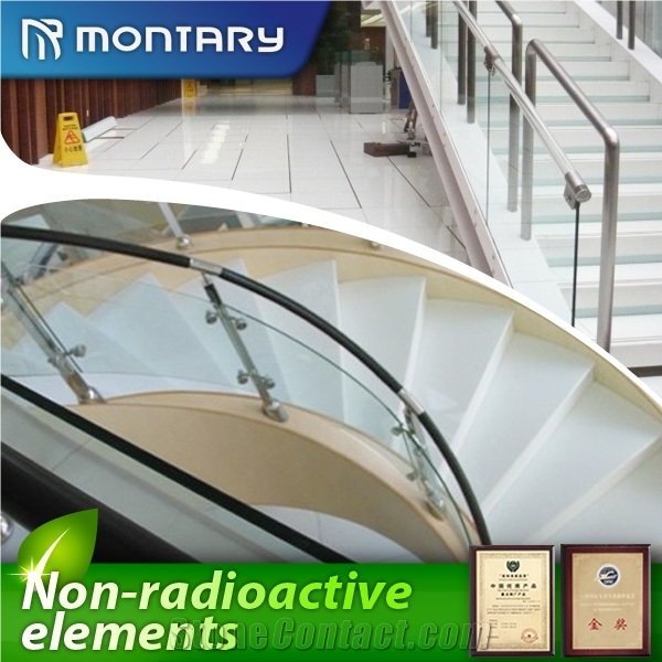 stairs tile of super nano white crystallized glass stone in artificial stone