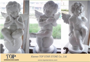 Absolute White Marble Little Boy Carving