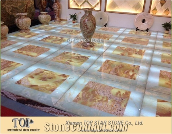 Backlit Honey Onyx Composite Glass Tiles