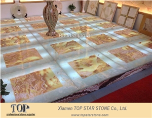 Backlit Onyx Floor Slabs & Tiles, China Yellow Onyx