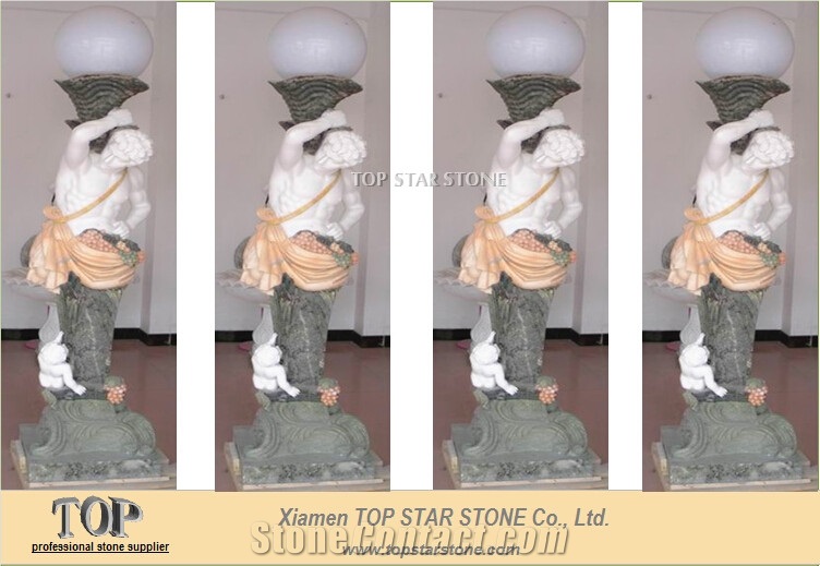 Garden Marble Statue with Lamp