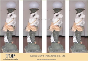 Garden Marble Statue with Lamp