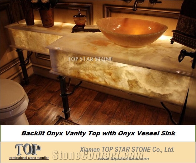 Honey Cream Onyx Oval Art Vessel Sink