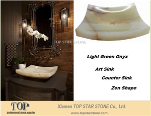 Light Green Onyx Art Sink(Zen Shape)