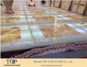 Translucent Onyx Laminated Glass Panel Tiles, Afghanistan White Onyx