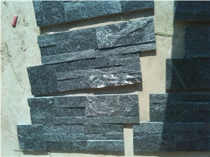 Black Sparkling Quartzite Wall Cladding, Black Quartzite Cultured Stone