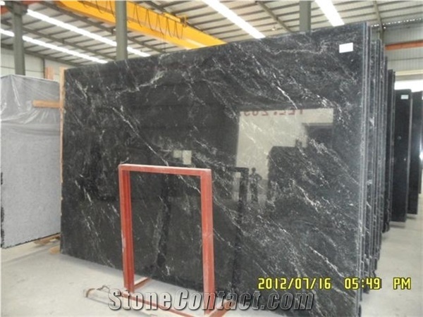 China Black Via Lactea Granite Walling Slabs,Tiles,China Black Granite with Cloudy White Vein