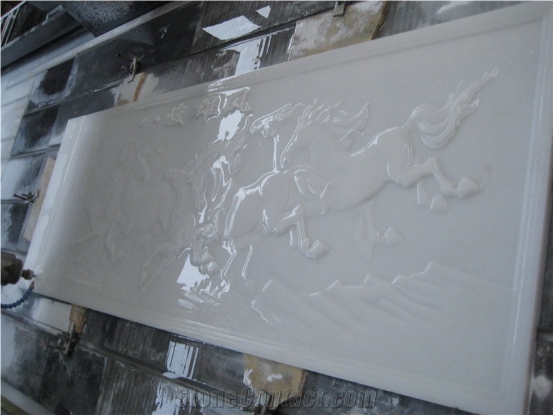 China White Crystalized Stone Wall Relief