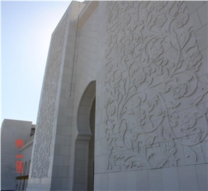 White Limestone Wall Sculptured Relief