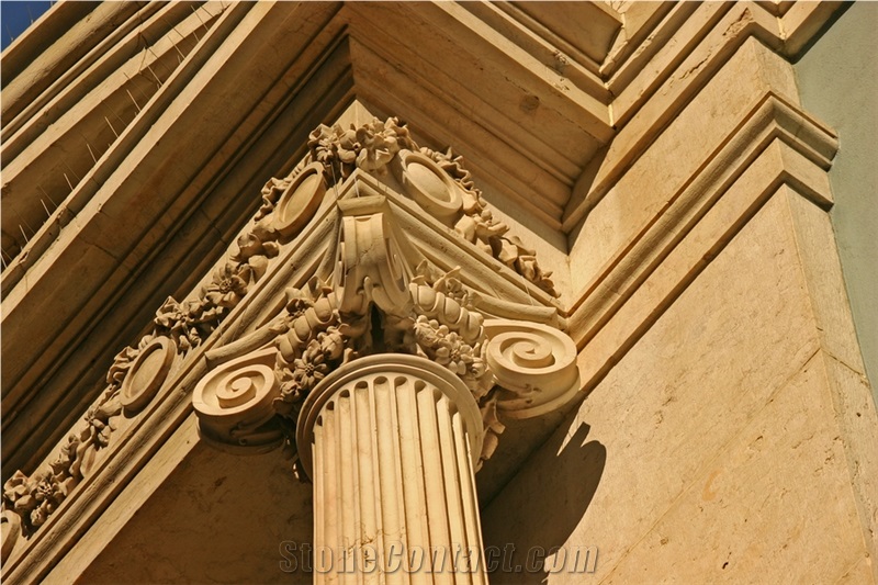 Yellow Travertine Roman Column,Sculptured Column