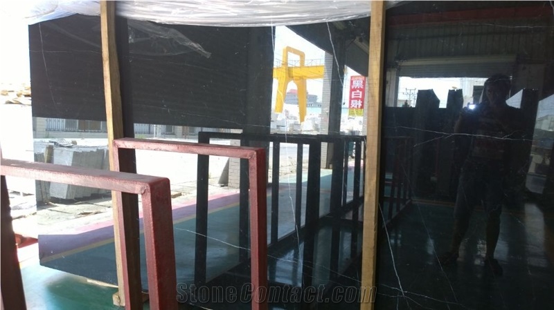 China Marble Nero Marquina with Less Veins Slab & Tiles, China Black Marble