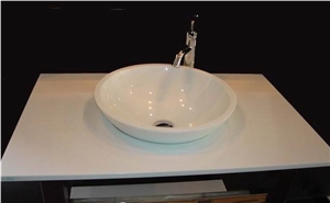 Nano Crystal Vanity Top with Wash Basin, White Kitchen Bath Top