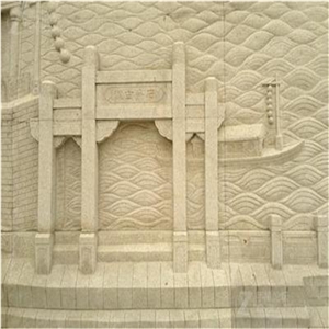 Chinese Style Wall Decoration Art Stone Relief, White Marble Reliefs
