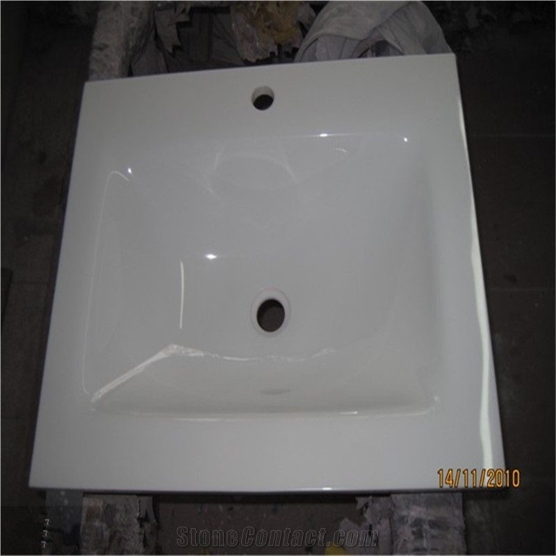 Crystal Glass Stone Vanity Top, White Sinks & Basins
