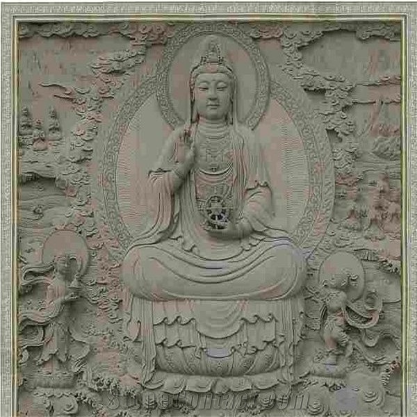 Granite Carved Buddha Relief, White Granite Reliefs