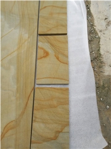 Teak Wood Sandstone Tile & Slab, China Yellow Sandstone