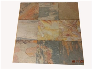 Indian Autumn Slate Tiles & Slabs, Yellow Slate Tiles & Slabs