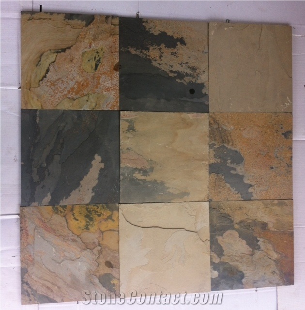 Indian Autumn Slate Tiles & Slabs, Yellow Slate Tiles & Slabs