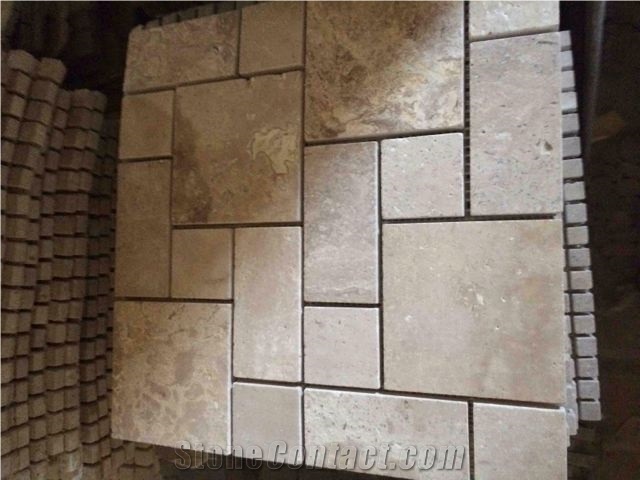 China Yellow Travertine Mosaic for Wall & Floor