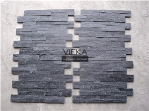 Black Quartzize Culture Stone Wall Panel Ledge Stone/Veneer/Stacked stone slim 40x10cm z shape