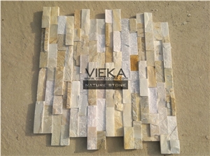 China Culture Stone New P014a Beige Mix Slate Wall Panel Ledge Stone/Veneer/Stacked Stone 60x15cm