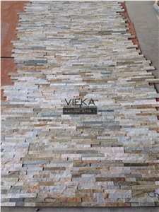 China Culture Stone P014b Beige Mix Slate Wall Panel Ledge Stone/Veneer/Stacked Stone Slim 40x10cm Z Shape