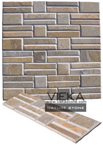 China P014 Beige Slate Culture Stone/Ledgestone/Stacked Veneer/ Stone Panel/Wall Panel 60x15cm Bevel Edge