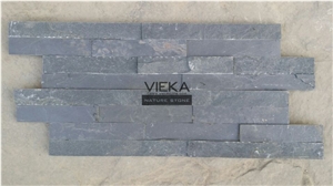 China P018 Black Slate Culture Stone/Ledgestone/Stacked Veneer/ Stone Panel/Slim Wall Panel 40x10cm Z Shape