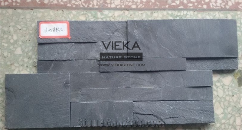 China P018 Black Slate Culture Stone/Ledgestone/Stacked Veneer/Stone Panel/Wall Panel 35x18cm