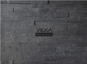 China P018 Black Slate Culture Stone/Ledgestone/Stacked Veneer/Stone Panel/Wall Panel 60x15cm Rectangle