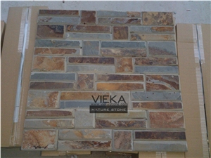 China P1120 Rusty Slate Culture Stone/Ledgestone/Stacked Veneer/ Stone Panel/Wall Panel 60x15cm Bevel edge