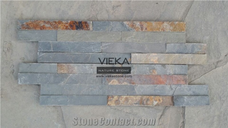 China Rusty Culture Stone/Ledgestone/Multicolor Stone Panel/ Slim Wall Panel 40x10cm Less Brown