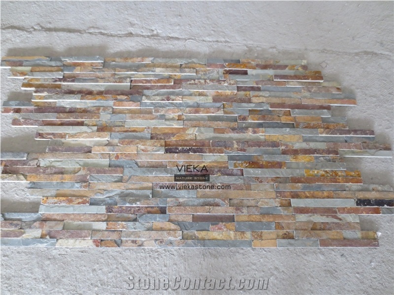 China Rusty Culture Stone/Ledgestone/Multicolor Stone Panel/Wall Panel 40x10cm More Brown