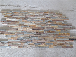 China Rusty Culture Stone/Ledgestone/Multicolor Stone Panel/Wall Panel 40x10cm More Brown