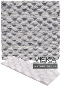 Snow White Quartzize Culture Stone Wall Panel Ledge Stone/Veneer/Stacked stone 60x15cm wave