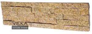 Tiger Skin Yellow Quartzize Culture Stone Wall Panel Ledge Stone/Veneer/Stacked Stone 60x15cm Rectangle