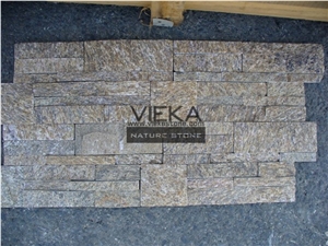 Tiger Skin Yellow Quartzize Culture Stone Wall Panel Ledge Stone/Veneer/Stacked Stone35x18cm