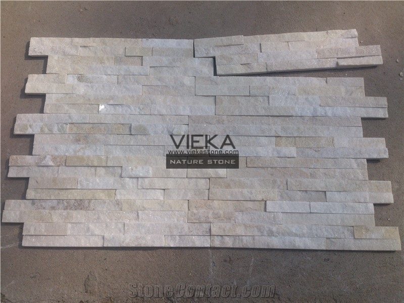 White Quartzite China Wall Panel Nature Culture Stone/Stacked Stone/Veneer 60x15cm Zshape