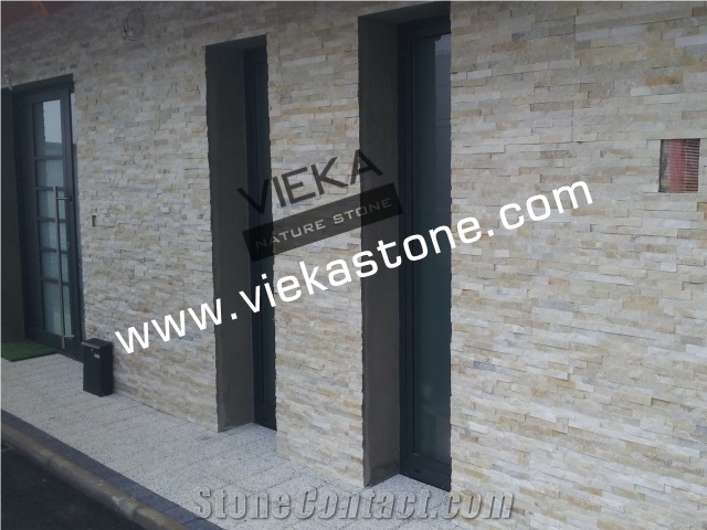 White Quartzite China Wall Panel Nature Culture Stone/Stacked Stone/Veneer 60x15cm Zshape