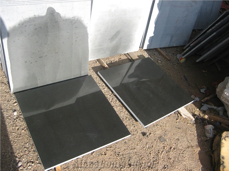 Polished Mongolia Black Basalt Tiles for Flooring, China Black Basalt