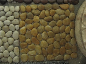 Yellow Polished Pebble Stone,River Stone,Striped Pebbles
