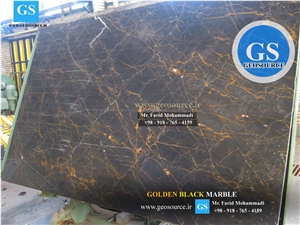 Golden Black Marble Slabs & Tiles, Iran Black Marble