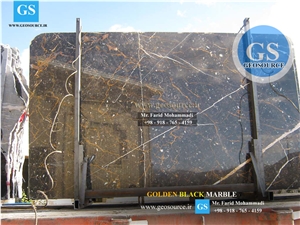 Golden Black Marble Slabs & Tiles, Iran Black Marble