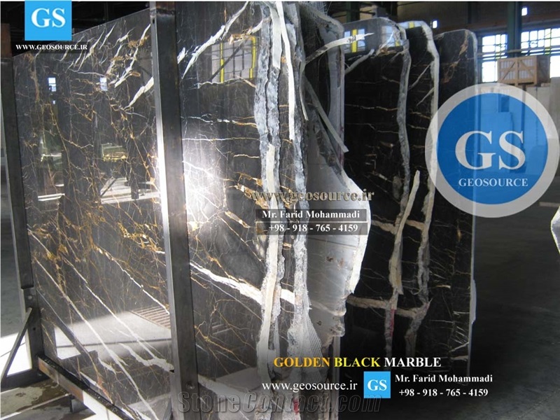 Golden Black Marble Slabs & Tiles, Iran Black Marble