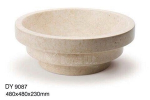 Cream Marfil Cheap Marble Bowls, Wholesale Stone Vessel Sinks, Distributed Farm Basins, Factory Nature Stone Sinks, Manufactured Cheap Square Wash Basins