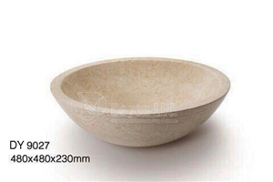 Spain Cream Colored Cheap Marble Bowls, Wholesale Stone Vessel Sinks, Distributed Farm Basins, Factory Nature Stone Round Sinks, Manufactured Cheap Square Wash Basins