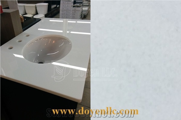 White Microlite Vanity Top Polished Wt Undermount Sink, Distributor Vanity Tops, White Vanity Tops,Standard Tops,Bathroom Vanity,Bath Vanity Countertops