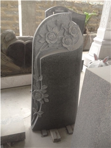 Black Granite Engraved Headstone Carved Monument