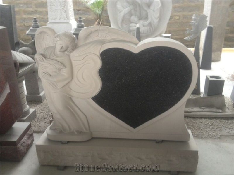 Carrara White Heart Shape Tombstone & Monument Design